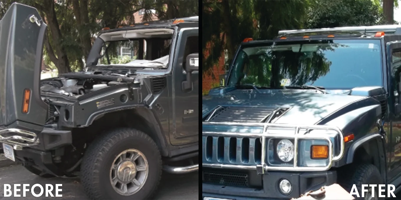 Before and After of image SUV Windshield Replacement