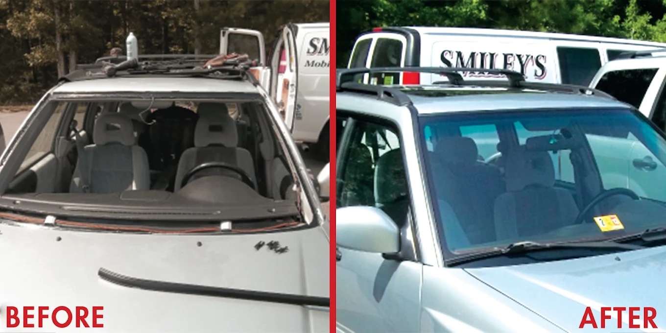 Before and After image of Car Windshield Replacement