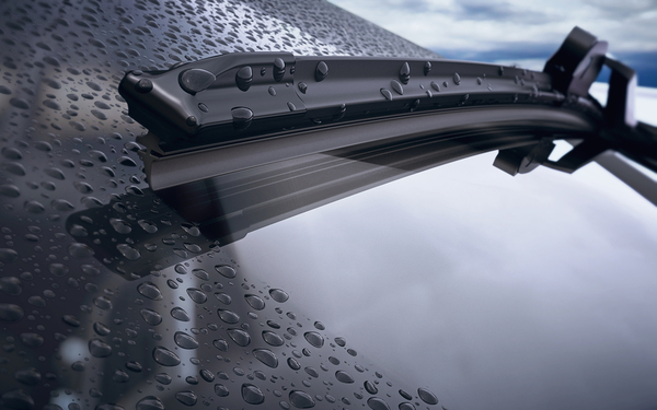 Car windshield with rain drops